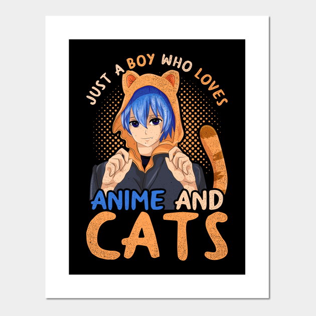 Otaku Kawaii Cat Manga Boy Anime Anime Posters and Art Prints